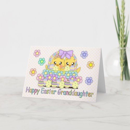Granddaughter Cute Easter Chicks In A Basket Holiday Card