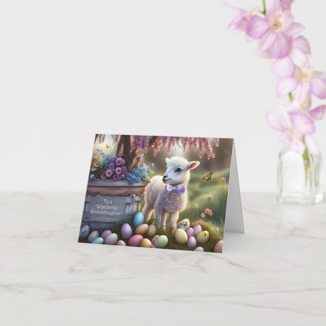 Granddaughter Cute Easter with Easter Eggs  Card (Orchid)