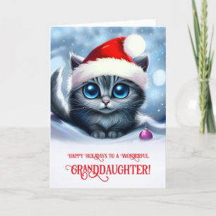 Granddaughter Cute Kitten Christmas Card