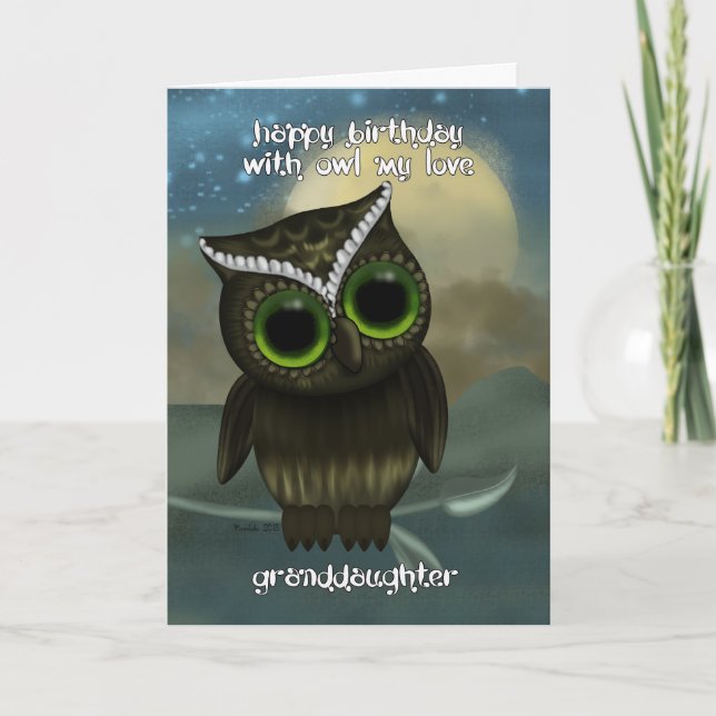 Granddaughter Cute Owl Birthday Greeting Card (Front)