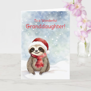 Granddaughter Cute Sloth Animal Christmas Card