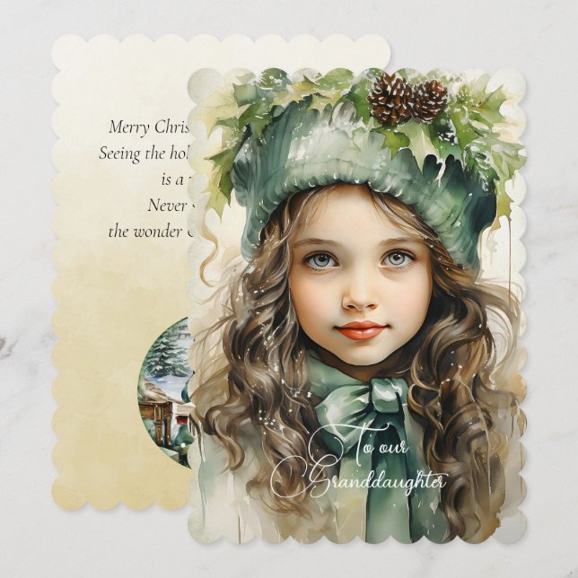 Granddaughter Dark Haired Girl Christmas Wishes (Front/Back)