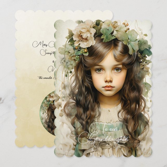Granddaughter Dark Haired Girl Christmas Wishes (Front/Back)
