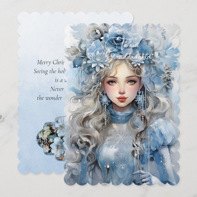 Granddaughter Dark Haired Girl Christmas Wishes (Front/Back)