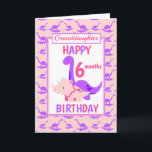 Granddaughter Dinosaur 6 months Birthday Pink Card<br><div class="desc">A fun 6 months birthday card. This bright half a year birthday card features a cartoon Purple Brontosaurus and a Pink Triceratops, set on a pink and purple dinosaur background A lovely cute design for your granddaughter or great niece who will be six months years old. The birthday age and...</div>