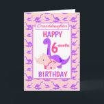 Granddaughter Dinosaur 6 months Birthday Pink Card<br><div class="desc">A fun 6 months birthday card. This bright half a year birthday card features a cartoon Purple Brontosaurus and a Pink Triceratops, set on a pink and purple dinosaur background A lovely cute design for your granddaughter or great niece who will be six months years old. The birthday age and...</div>