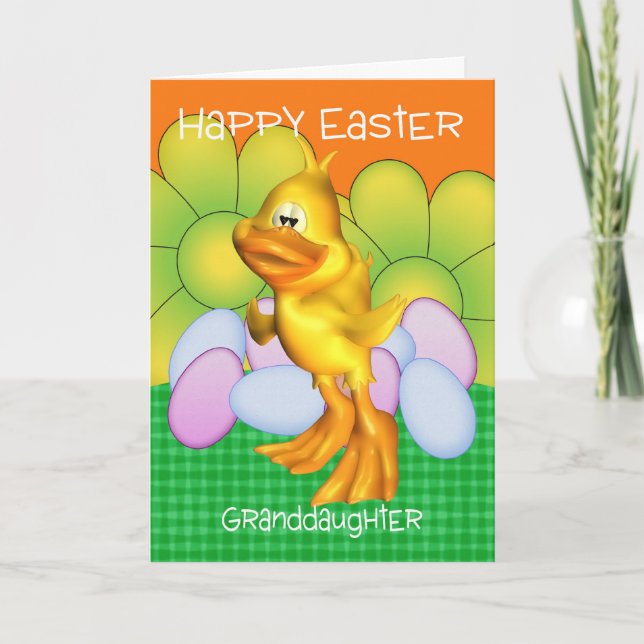 Granddaughter Easter Card With Chick Eggs And Brig (Front)