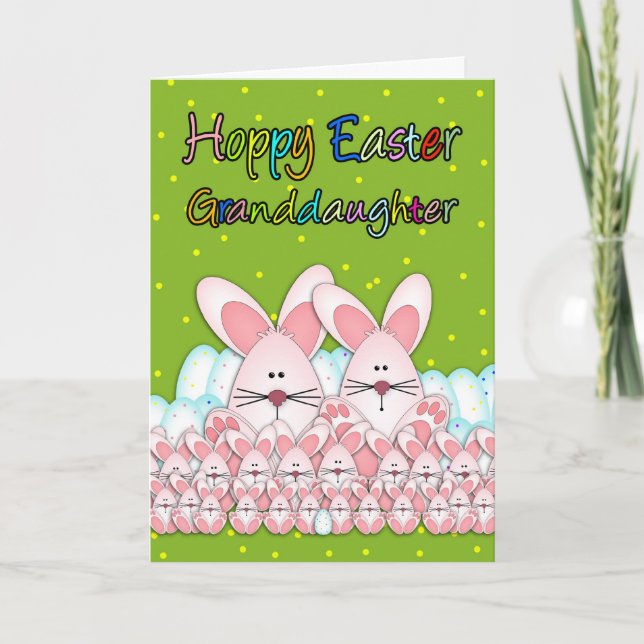 Granddaughter Easter Card With Easter Bunnies (Front)