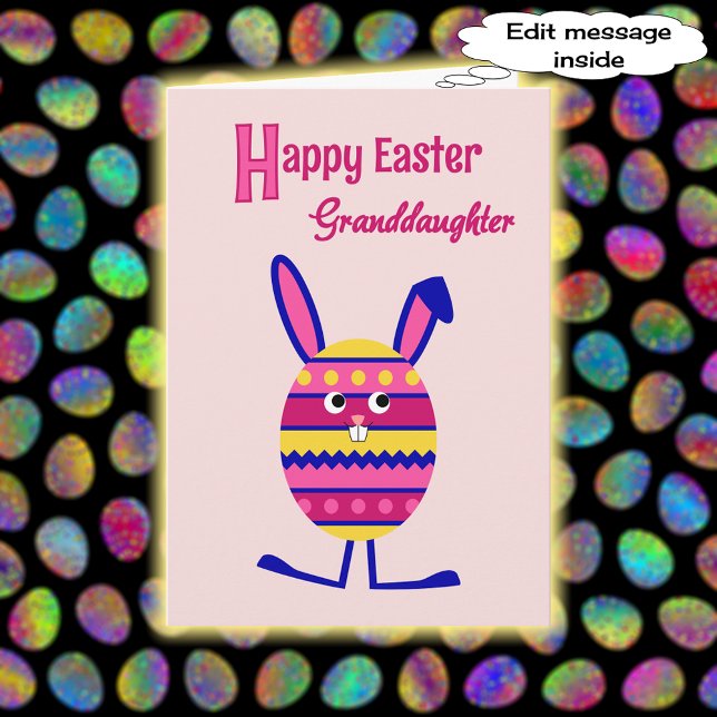 Granddaughter Easter egg bunny pink Holiday Card (Creator Uploaded)