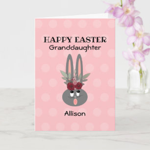 Granddaughter Easter Pink Bunny Personalized Card