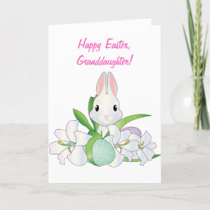 GRANDDAUGHTER EASTER RABBIT n LILLIES CARD