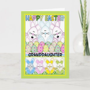Granddaughter Easter With Bunnies And Eggs Holiday Card