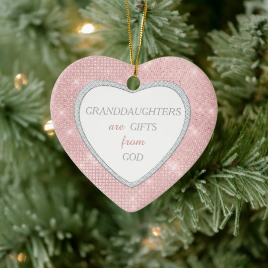 Granddaughter Elegant Lights Pink Christmas Ceramic Ornament