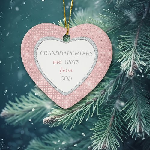 Granddaughter Elegant Lights Pink Christmas Ceramic Ornament