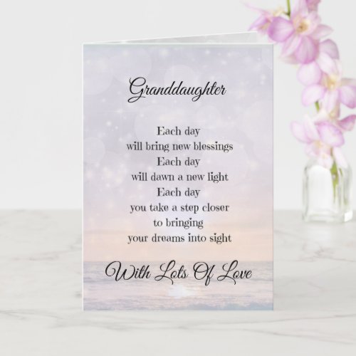 Granddaughter Encouragement Poem design Greeting Card