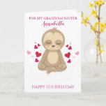 Granddaughter Fifth Birthday Cute Pink Sloth Photo Card<br><div class="desc">Granddaughter Fifth Birthday Cute Pink Sloth Photo Card</div>