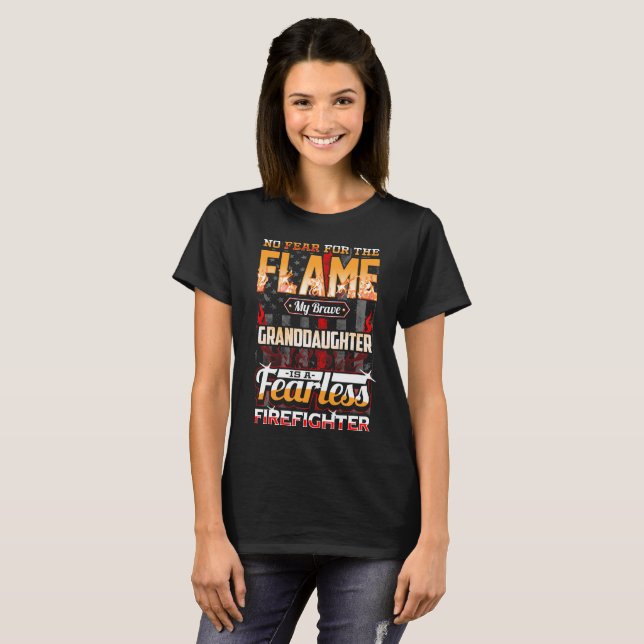 Granddaughter Firefighter American Flag T-Shirt (Front Full)