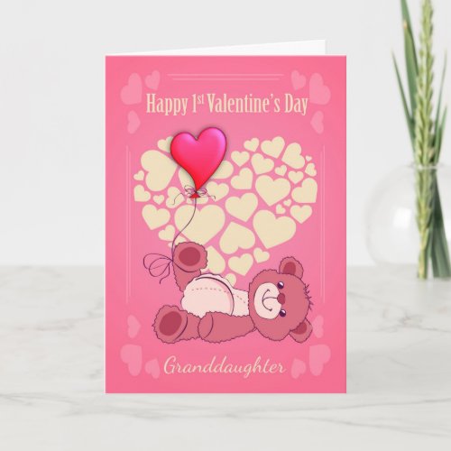 Granddaughter First 1st Valentines Day With Tedd Holiday Card