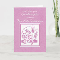 Granddaughter First Communion Card, Pink