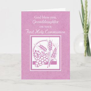 Granddaughter First Communion Card, Pink Card