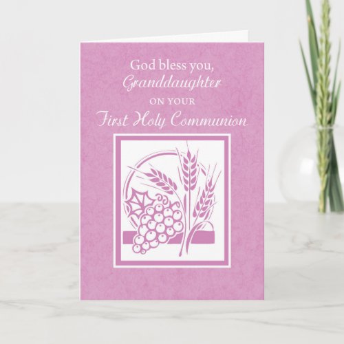 Granddaughter First Communion Card Pink Card