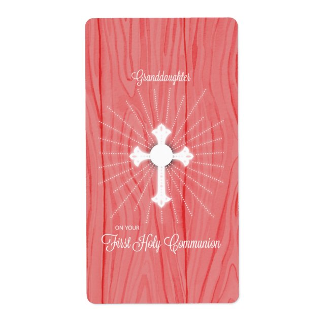 Granddaughter First Communion Cross and Rays Label (Front)