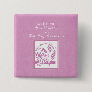 Granddaughter First Communion, Pink Button