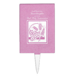 Granddaughter First Communion, Pink Cake Topper