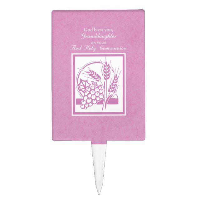 Granddaughter First Communion, Pink Cake Topper (Front)
