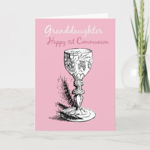 Granddaughter First Communion Pink Card