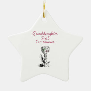 Granddaughter First Communion Pink, Chalice Ceramic Ornament