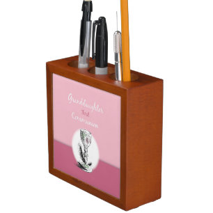 Granddaughter First Communion Pink, Chalice Desk Organizer