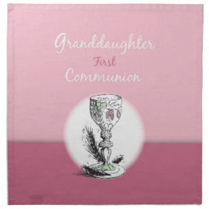 Granddaughter First Communion Pink, Chalice Napkin