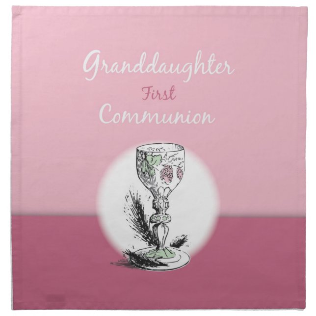 Granddaughter First Communion Pink, Chalice Napkin (Front)