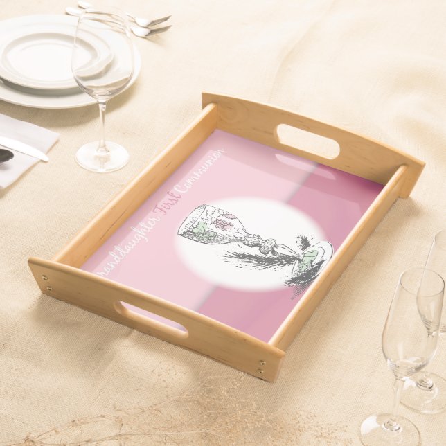 Granddaughter First Communion Pink, Chalice Serving Tray (Front)