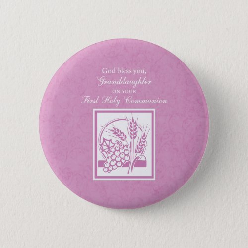 Granddaughter First Communion Pink Pinback Button