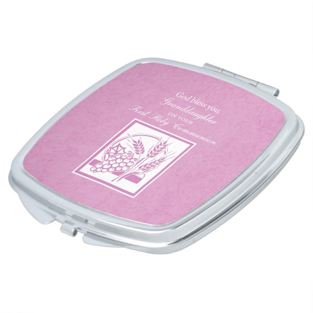 Granddaughter First Communion, Pink Vanity Mirror (Turned)