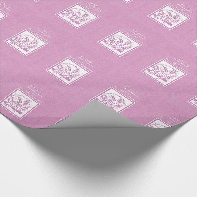 Granddaughter First Communion, Pink Wrapping Paper (Corner)