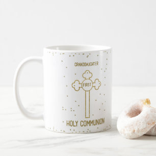 Granddaughter First Holy Communion Gold Look Cross Coffee Mug