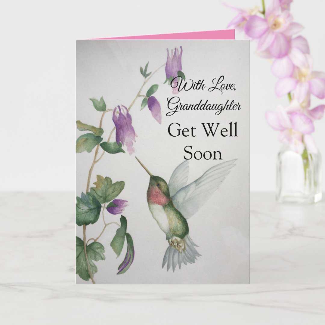 Granddaughter Get Well Soon With Love Hummingbird Card | Zazzle