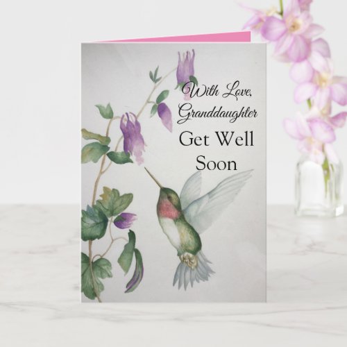 Granddaughter Get Well Soon With Love Hummingbird Card