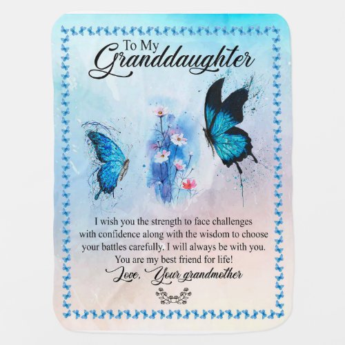 Granddaughter Gift  Love Grandmother Family Group Baby Blanket