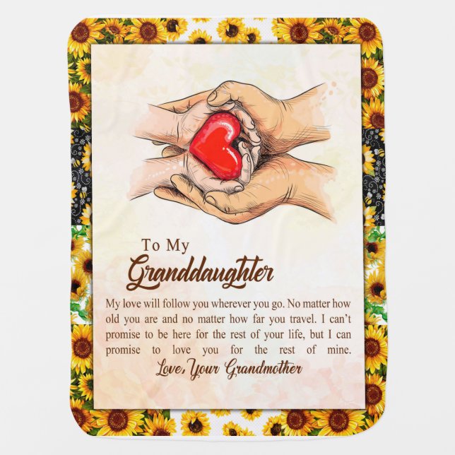 Granddaughter Gift | Love Grandmother Family Group Baby Blanket (Front)