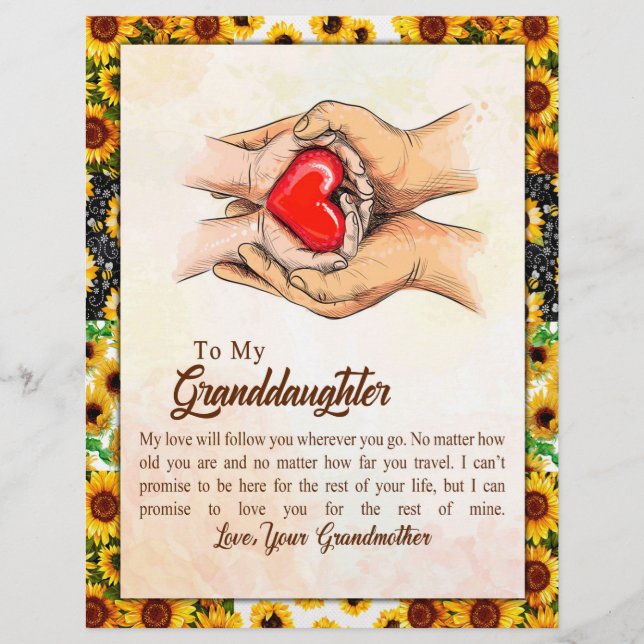 Granddaughter Gift | Love Grandmother Family Group Letterhead (Front)