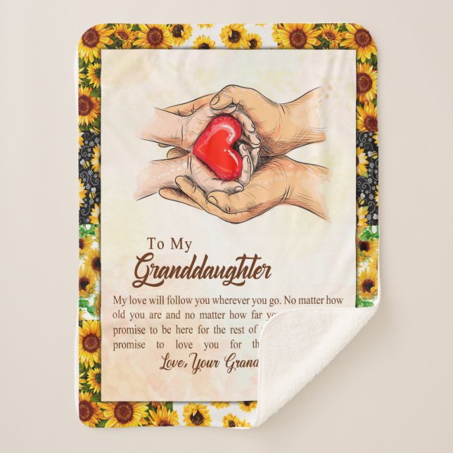 Granddaughter Gift | Love Grandmother Family Group Sherpa Blanket (Front)