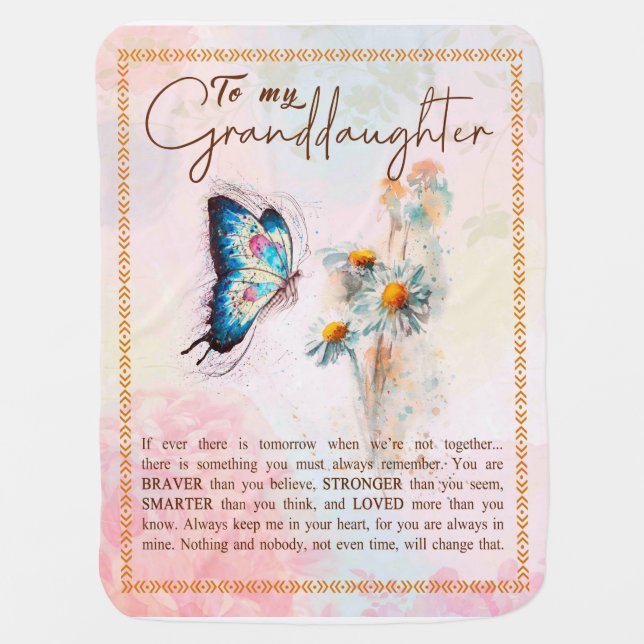 Granddaughter Gifts | From Grandpa Grandma Family Baby Blanket (Front)