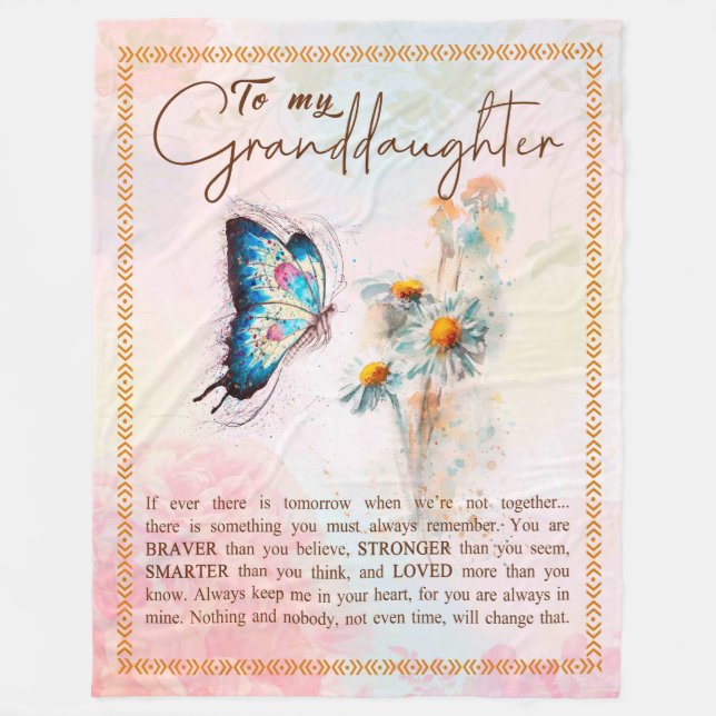 Granddaughter Gifts | From Grandpa Grandma Family Fleece Blanket (Front)