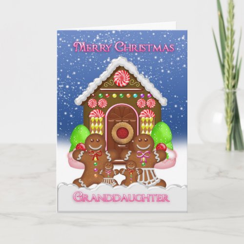 Granddaughter Gingerbread House and Family Christ Holiday Card