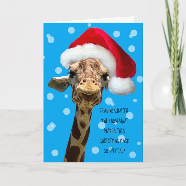 Granddaughter Giraffe Christmas Card (Front)