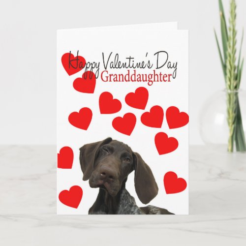 Granddaughter Glossy Grizzly Valentine Puppy Love Holiday Card